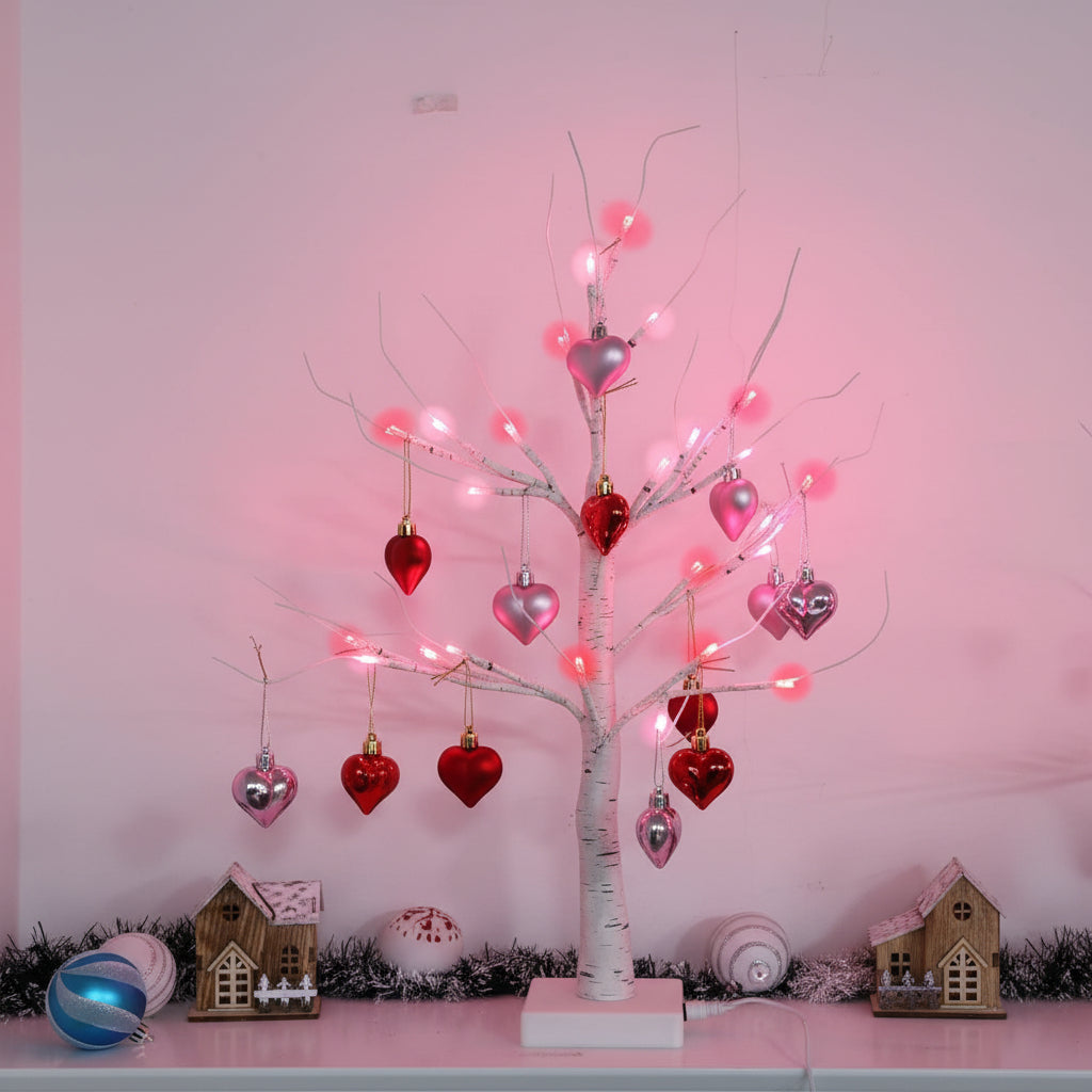 LED Birch Tree Heart Accent Lamp