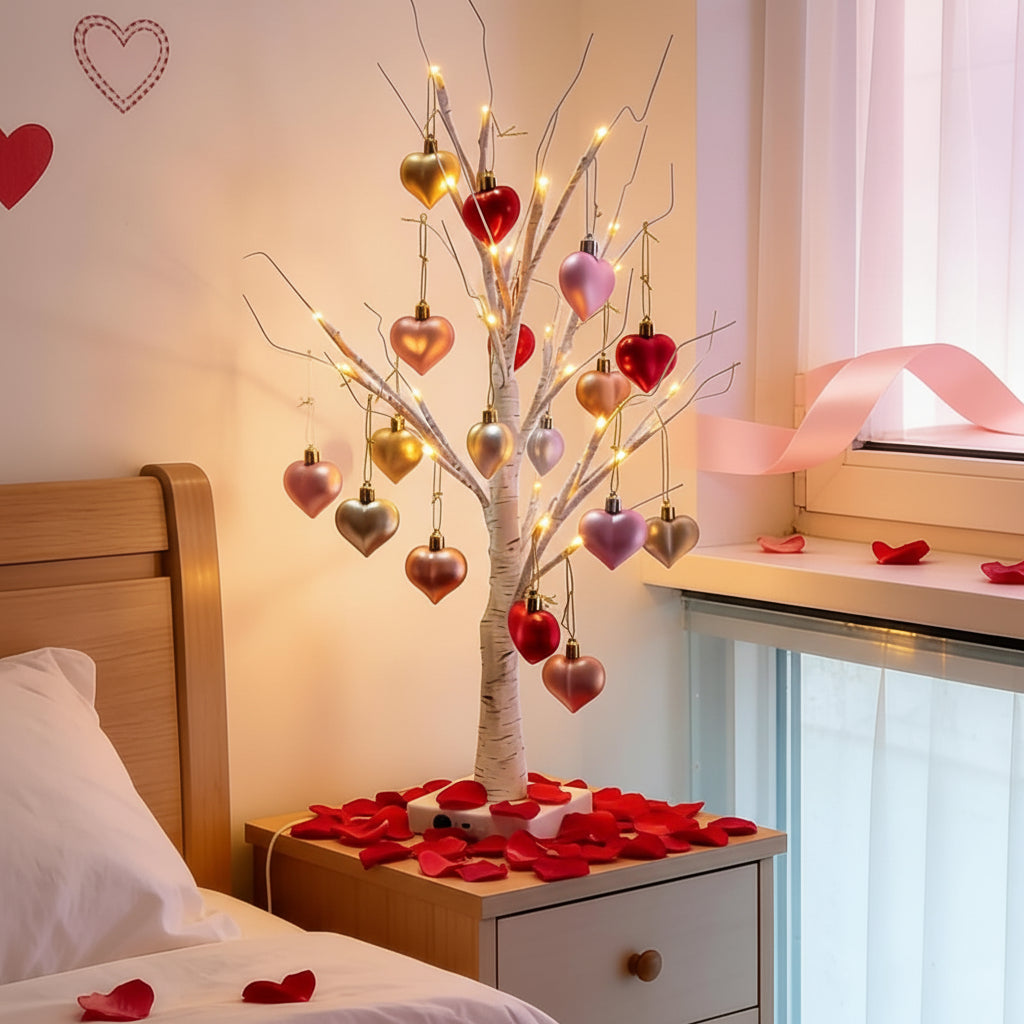 LED Birch Tree Heart Accent Lamp