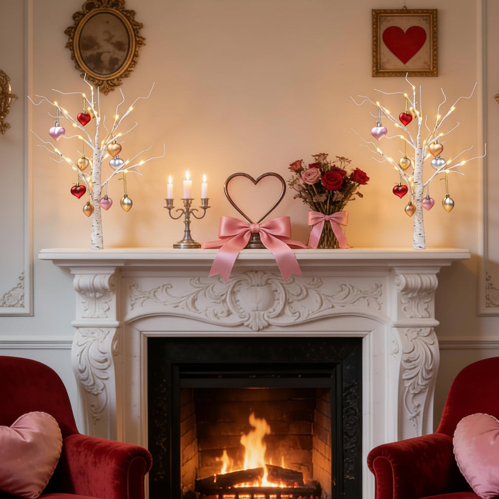 LED Birch Tree Heart Accent Lamp