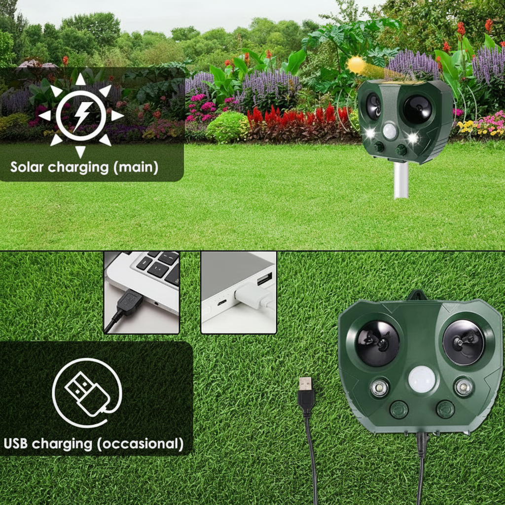 Solar Ultrasonic Garden Bird Deterrent