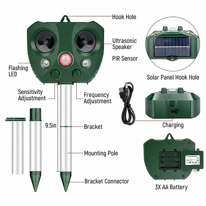 Solar Ultrasonic Garden Bird Deterrent