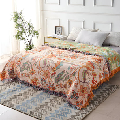 Floral Boho Fringe Throw