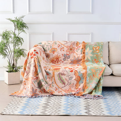 Floral Boho Fringe Throw