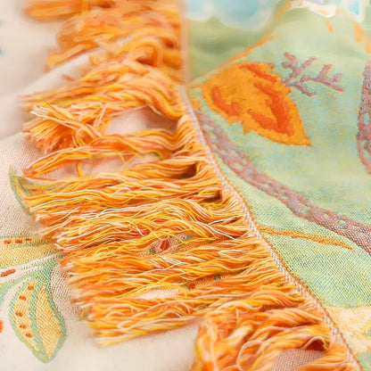 Floral Boho Fringe Throw