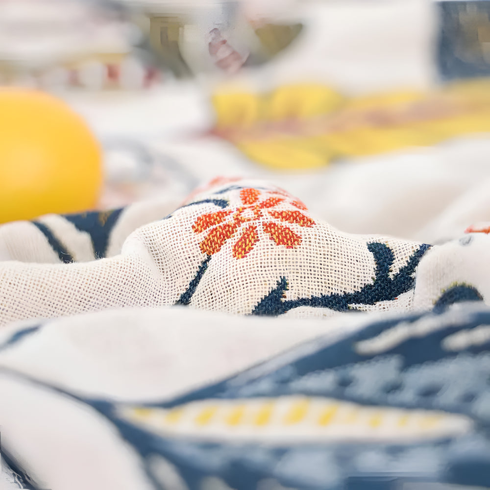Reversible Floral Tassel Throw