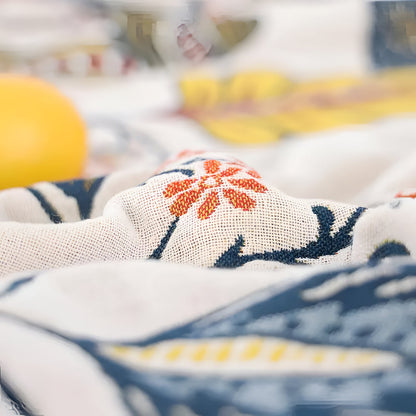 Reversible Floral Tassel Throw