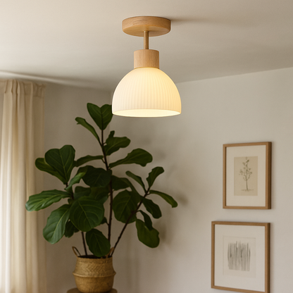 Aisle Wood and Glass Ceiling Lamp