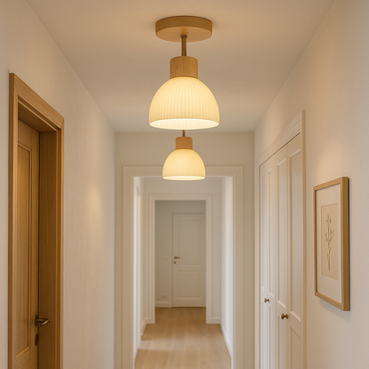 Aisle Wood and Glass Ceiling Lamp