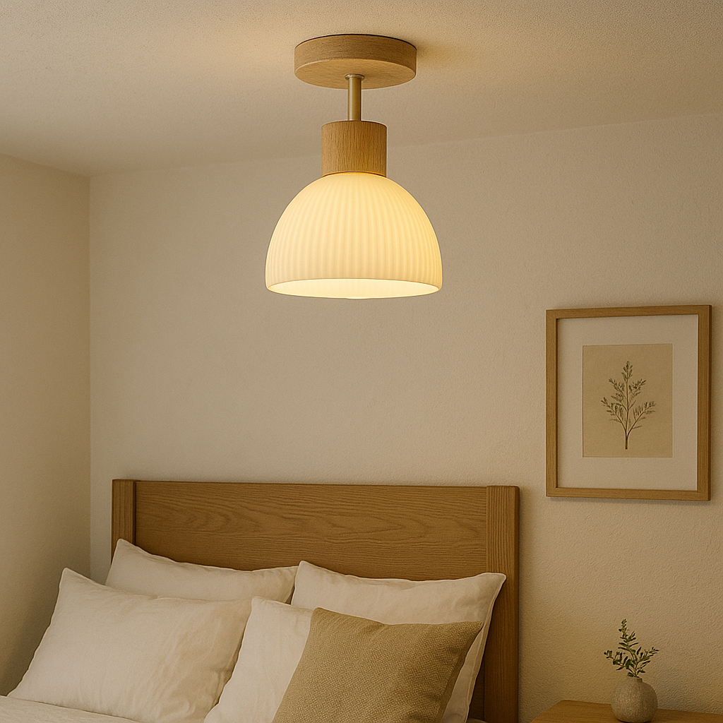 Aisle Wood and Glass Ceiling Lamp