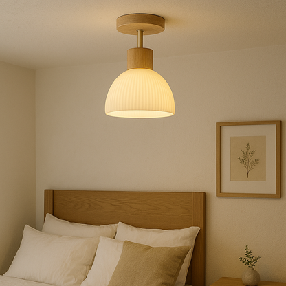 Aisle Wood and Glass Ceiling Lamp
