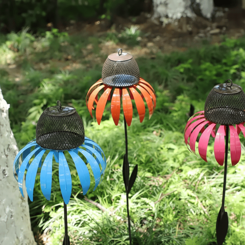 Flower Shaped Metal Garden Bird Feeder