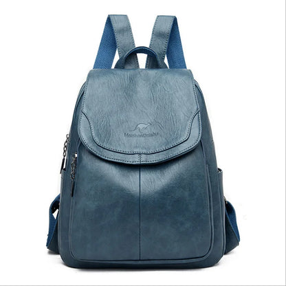 Soft leather backpack in Light Blue