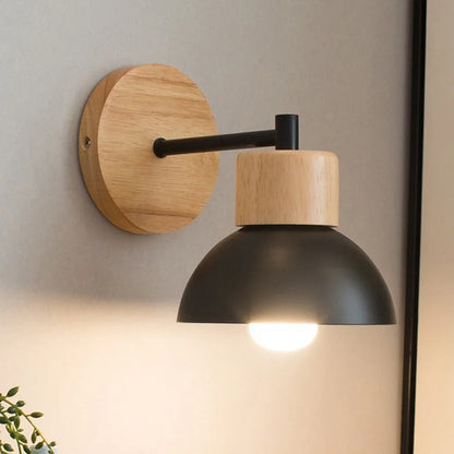 Wood and Metal Bedside Wall Lamp