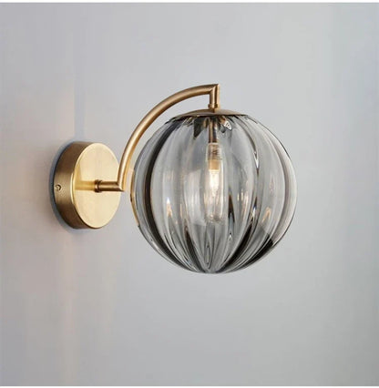 Brass-Tone & Tinted Glass Ball Wall Lamp