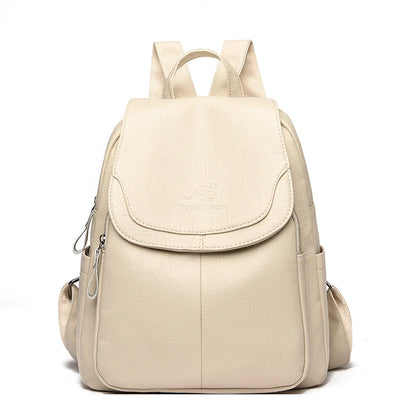Soft leather backpack in Beige