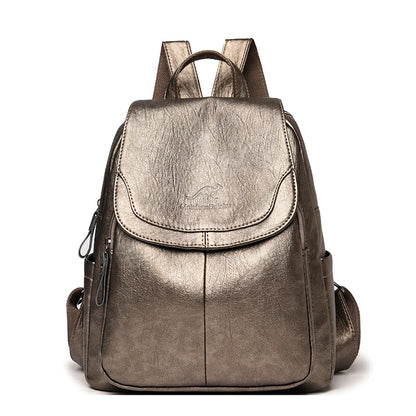 Soft leather backpack in Bronze