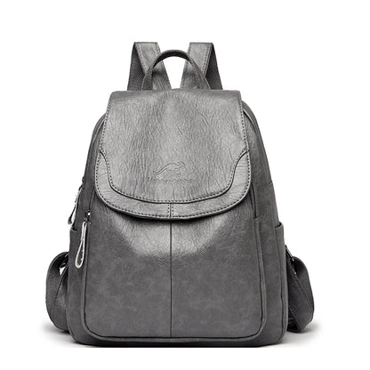 Soft leather backpack in Gray