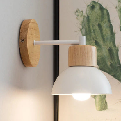 Wood and Metal Bedside Wall Lamp