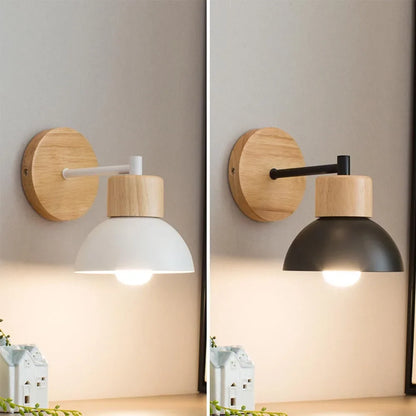 Wood and Metal Bedside Wall Lamp