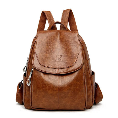 Soft leather backpack in Yellow-brown