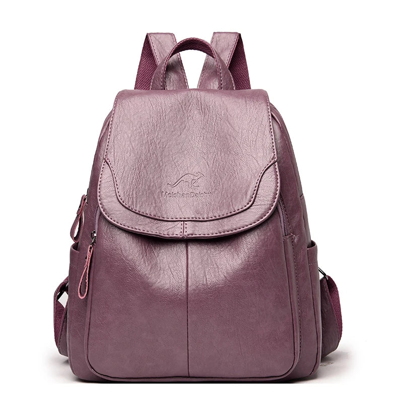 Soft leather backpack in Purple