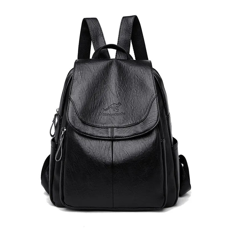Soft leather backpack in Black