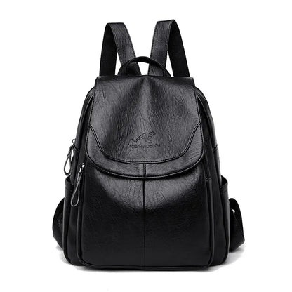 Soft leather backpack in Black