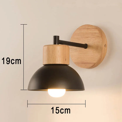 Wood and Metal Bedside Wall Lamp