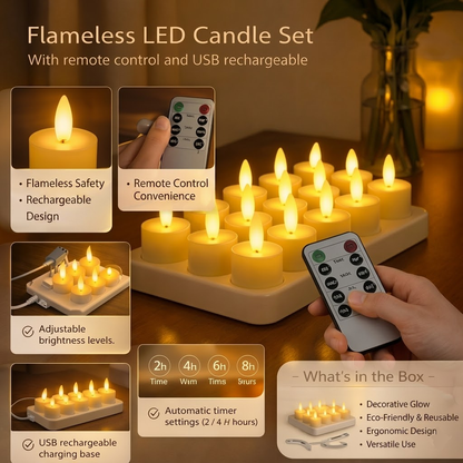 Rechargeable Flameless LED Candle Set