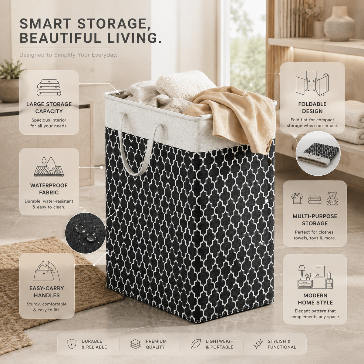 Lauva 20 Gallon Foldable Waterproof Laundry Basket