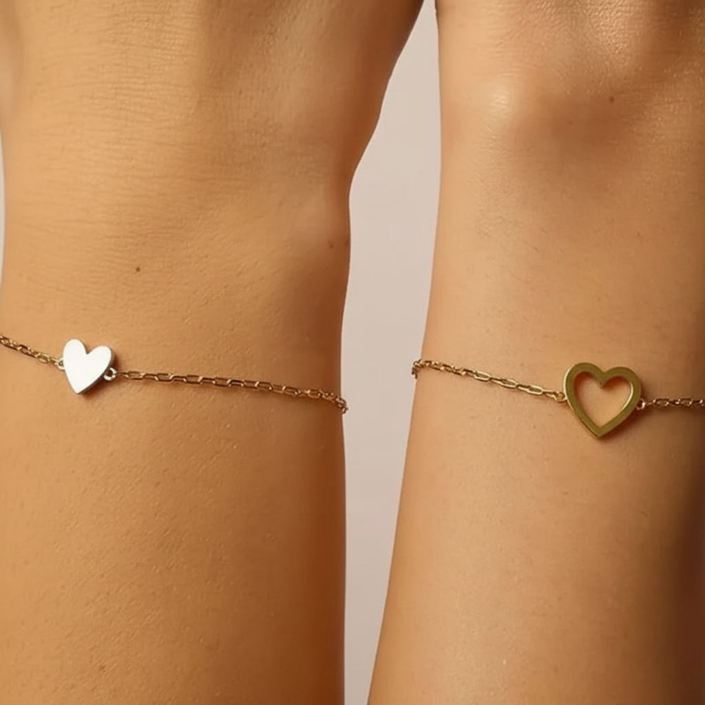 Matching Heart Chain Bracelets
