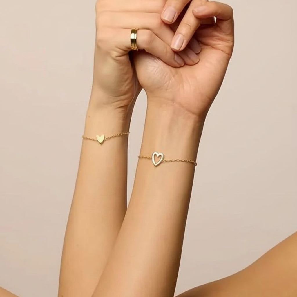 Matching Heart Chain Bracelets