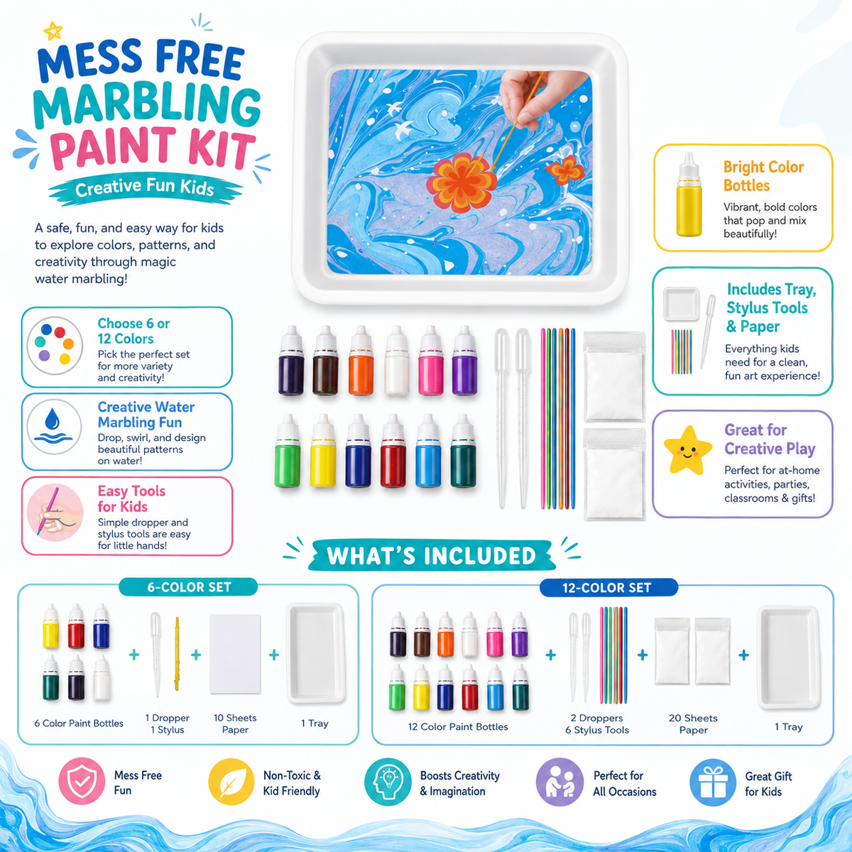 Mess Free Marbling Paint Kit