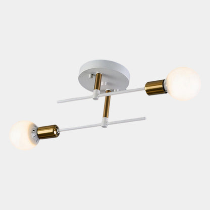 Modern 2-Light Black & Gold Ceiling Lamp