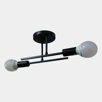 Modern 2-Light Black & Gold Ceiling Lamp