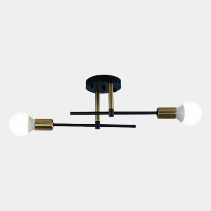 Modern 2-Light Black & Gold Ceiling Lamp