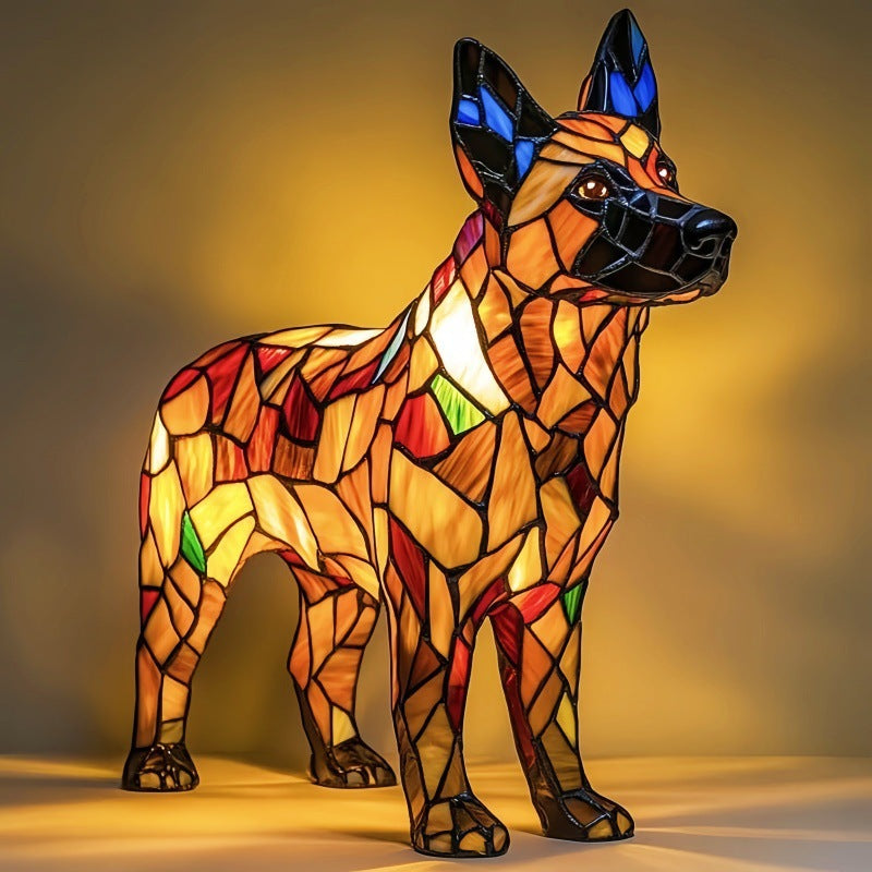 Resin Dog Figurine Accent Table Lamp