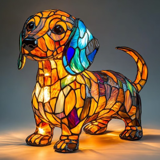 Resin Dog Figurine Accent Table Lamp