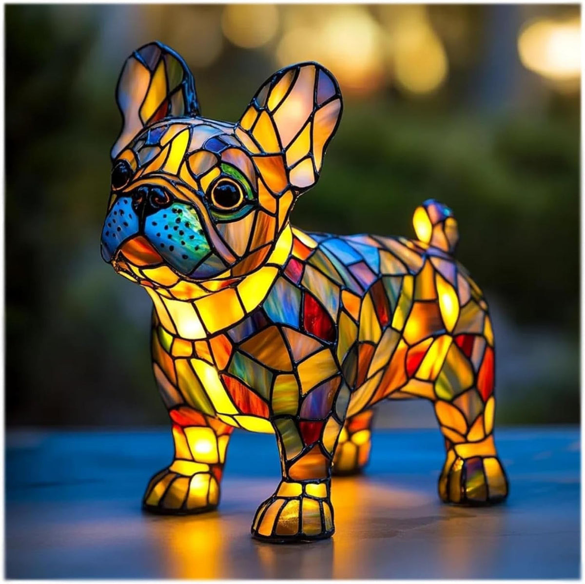 Resin Dog Figurine Accent Table Lamp