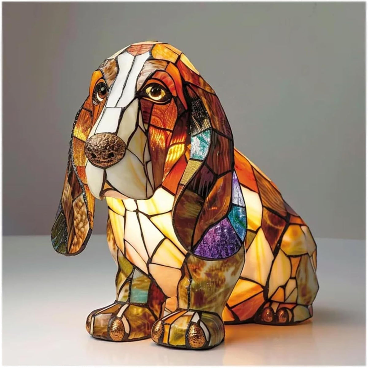 Resin Dog Figurine Accent Table Lamp