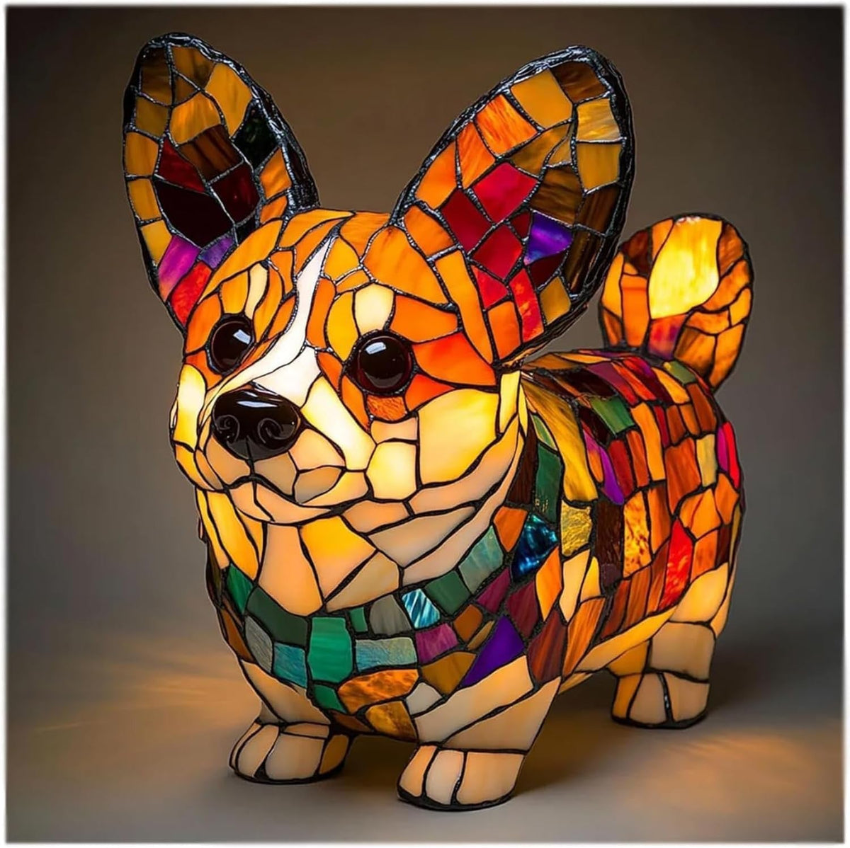 Resin Dog Figurine Accent Table Lamp
