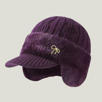Cozy Crest Knit Trapper Hat with Ear Flaps - Warm Winter Hat with Ear & Neck Coverage, 7 Colors, Unisex Cold Weather