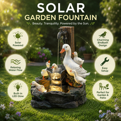 Solar Garden Birdbath Fountain