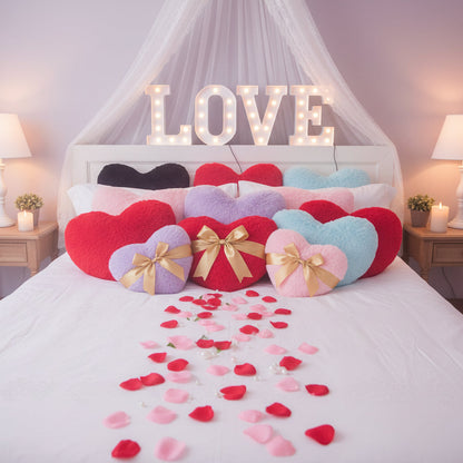 Heart Shaped Plush Throw Cushion