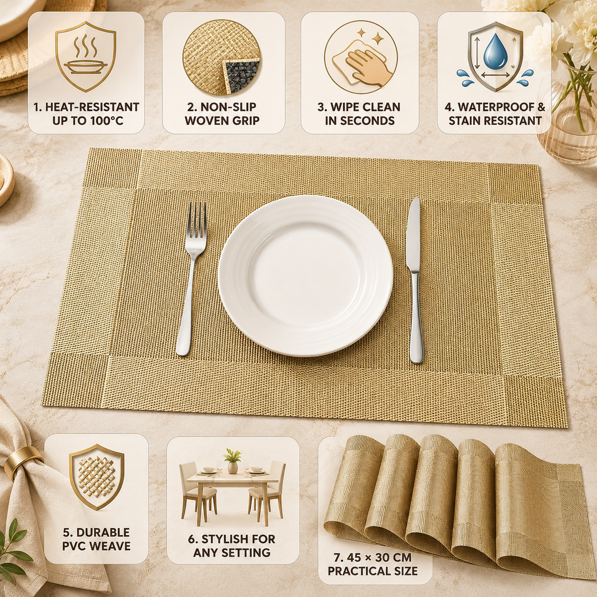 PlaciMat Heat-Resistant Washable Placemats