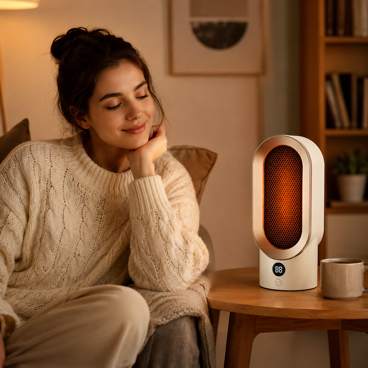 Cozy Crest Portable Electric Space Heater - Compact Personal Heater for Desk, Bedroom & Home Office, Fast Warm-Up