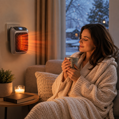 Cozy Crest Oscillating Portable Space Heater - Rotating Personal Room Heater for Bedroom, Office & Living Room