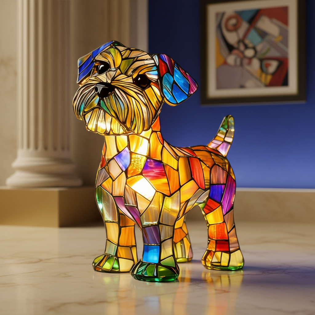 Stained Glass Dog LED Night Light