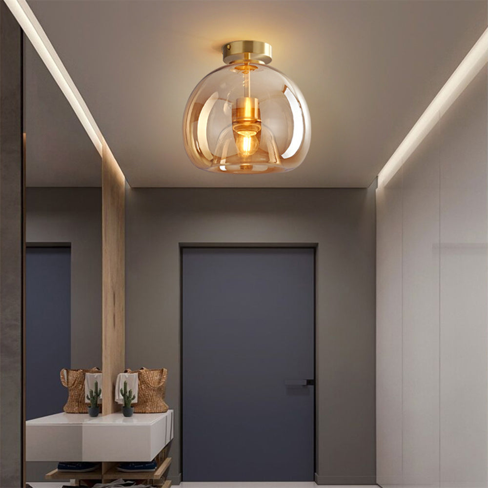 Vintage Amber Bubble Glass Pendant Light