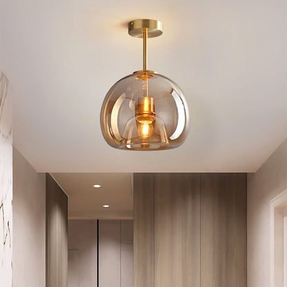 Vintage Amber Bubble Glass Pendant Light